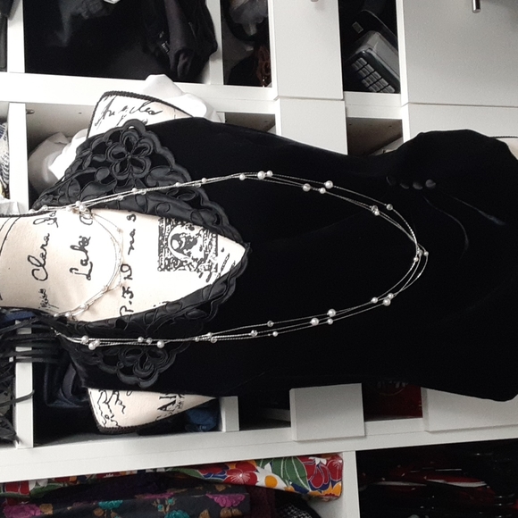 Multi - Layered long women's necklace pearls crystals - Picture 2 of 5